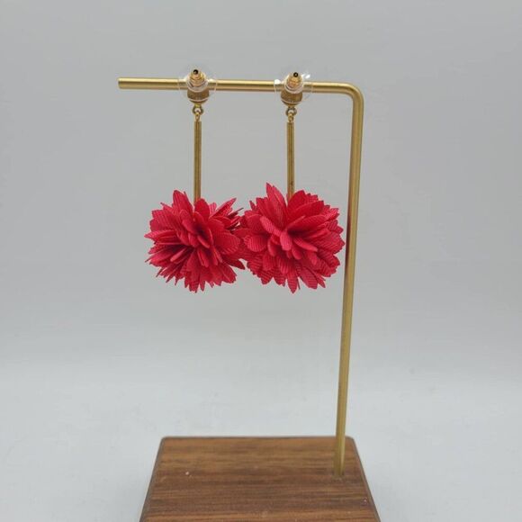 J Crew Red Fabric Puff Earrings - Picture 3 of 8